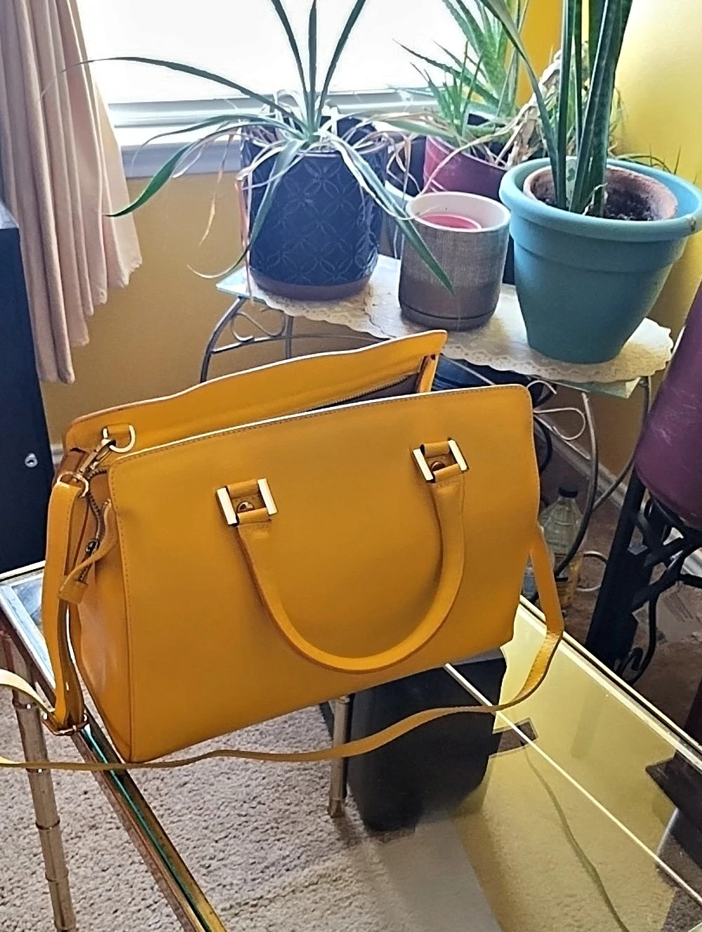 Structured Satchel in Yellow Like New